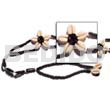 Philippine Belts Black Floral Cowrie Shell Belt W/ 2-3 Coco Heishe Black