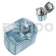 Capiz Gifts Decorative Stainless Metal Casing W/ Inlaid Powder Blue Hammershell/ W=3cm L= 4.3cm H= 2.8cm