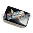 Philippine Wooden Box Wooden Jewelry Box W/ Inlaid Bird Design/black Top/medium