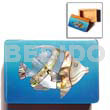 Philippine Wooden Box Wooden Jewelry Box W/ Blue Top W/ Shell Inlaid Fish Design/large