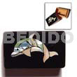 Philippine Wooden Box Wooden Jewelry Box W/ Blue Top W/ Shell Inlaid Dolphin Design/medium