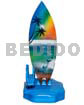 Miniature Surfer Boards 18.5inx3/14inx3.4in Handpainted Wood Removable Surfboard Penholder W/ Card Horlder / Large