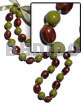 Leis Lei / Rubber Seeds And Round Wood Beads 20mm In Green Combi/ 34 In.adjustable