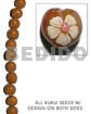 Philippine Seed Beads Kukui Seed / Mocca W/ Flower Design On 2 Sides / 16 Pcs. Per Strand