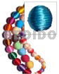 Philippine Wood Beads 20mm Natural White Round Wood Beads Wrapped In Subdued Blue China Cord / Price Per Piece