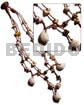 Philippines Necklaces 2 Layers Wax Cord W/ Moon Shell, Puka Tiger & Shells Accent