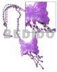 Philippines Necklaces Tassled Lavender 50mm Butterfly Hammershell Pendant In Metal Chain & Metal Looping W/ Glass Beads Accent