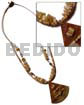 Philippines Necklaces 45mm Brownlip Pie Cut Pendant W/ Gold Lip Accent In 2 Rows Gold Lip & 2-3mm Coco Heishe Tiger In Wax Cord