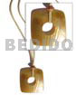 Philippines Necklaces Leather Thong 40mm Sq. Brownlip Shell W/ Palm Wood Beads