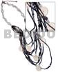 Philippines Necklaces 9 Layers Black Glass Beads In Graduated Layers W/ Round 9 Pcs. 25mm Kabibe Accent / 32 In