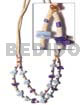 Philippines Necklaces 2 Rows Coco Heishe Bleach W/ White Rose Shells In 2 Shades Of Blue