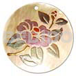 Philippine Pendants Round 40mm Mop W/ Handpainted Design - Floral/embossed
