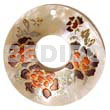 Philippine Pendants Round 50mm Kabibe Shell Donut W/ Handpainted Design - Floral/embossed