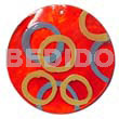 Philippine Pendants Round Red 50mm Capiz Shell W/ Handpainted Design
