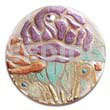 Philippine Pendants Round 40mm Hammershell W/ Handpainted Design - Floral / Embossed