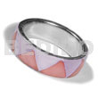 Philippine Rings Inlaid Hammershell In Stainless 10mm Metal Ring/ Pastel Pink And Lilac Combi