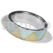 Philippine Rings Inlaid Hammershell In Stainless 10mm Metal Ring/ Pastel Yellow And Pastel Blue Combi/ Pastel Green And Pastel Yellow Combi