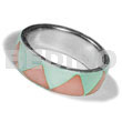 Philippine Rings Inlaid Hammershell In Stainless 10mm Metal Ring/ Pastel Pink And Pastel Green Combi