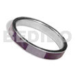Philippine Rings Inlaid Hammershell In Stainless 5mm Metal Ring / Violet And Nat. White Combi