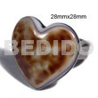 Philippine Rings Big Accent Haute Hippie Ring /adjustable Metal / 28mmx28mm Heart Embossed And Laminated Cowrie Tiger Shell