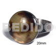 Philippine Rings Big Accent Haute Hippie Ring /adjustable Metal /20mm Round Embossed And Laminated Brownlip Tiger Shell