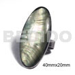 Philippine Rings Big Accent Haute Hippie Ring /adjustable Metal / 40mmx20mm Elongated Oval Embossed And Laminated Blacklip Shell