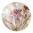 Hand Painted Pendants Round 40mm Hammershell W/ Handpainted Design - Floral/embossed