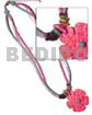 Hand Painted Pendants 3 Rows Aqua Blue 2-3 Coco Hse, 2-3mm Pink Coco Pklt. /glass Beads W/ Coco Pink Flower Pend./multicolored Hammershell