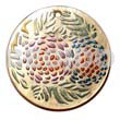 Hand Painted Pendants Round 40mm Hammershell W/ Handpainted Design - Floral / Embossed