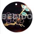 Hand Painted Pendants Round 40mm Blacktab W/ Handpainted Design - Floral / Embossed