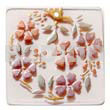 Hand Painted Pendants Square 35mm Clear White Resin W/ Handpainted Design - Floral / Embossed