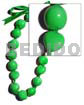 Kukui Nuts Jewelry Kukui Nuts / In Graduated Painting Color Neon Green ( 16 Pcs. ) / Adjustable Ribbon