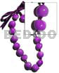 Kukui Nuts Jewelry Painted Graduated Kukui Nuts / Bright Lavender ( 16 Pcs. ) / Adjustable Ribbon