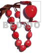 Kukui Nuts Jewelry Kukui Nut Choker In Graduated Light Red ( 11pcs. ) / Adjustable Ribbon