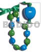Kukui Nuts Jewelry Kukui Nut Choker In Graduated Blue & Green ( 11pcs. ) / Adjustable Ribbon