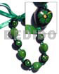 Kukui Nuts Jewelry Kukui Nut Choker In Graduated Green & Nat. Black W/ Two Sided Design ( 11pcs. ) / Adjustable Ribbon