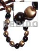 Kukui Nuts Jewelry Brown Kukui Nuts W/ Alternate Kukui In Gold ( 16 Pcs. ) / Adjustable Ribbon