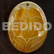 Shell Carvings Oval Mop W/ Skin Flower Carving Design 40mm