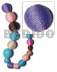 Wrapped Beads 20mm Natural White Round Wood Beads Wrapped In Lavender Tiny Cord / Price Per Piece