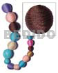 Wrapped Beads 25mm Natural White Round Wood Beads Wrapped In Dark Brown Tiny Cord / Price Per Piece
