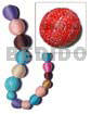 Wrapped Beads 15mm Natural White Round Wood Beads Wrapped In Red Raffia / Price Per Piece