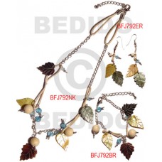 Black Lip Shell Flower Natural Set Jewelry 18 in necklace 7.5 Bracelets Earrings Brown Lip Shell Set