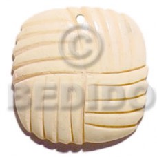 Bone Square 35 mm Carvings Natural White Pendants - Bone Horn Pendants BFJ5618P