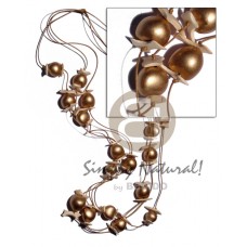 Bronze 36 inches Coconut Beads Wax Cord Graduated Lumbang Kukui Nut Seed Wooden Necklaces BFJ1927NK