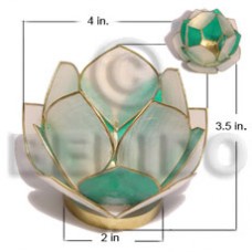 Capiz Shell Natural Brass White Green Flower GIFT AND DECORS BFJ062GD
