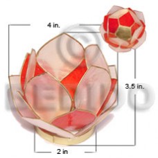Capiz Shell Natural Brass White Red Flower GIFT AND DECORS BFJ063GD
