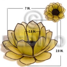 Capiz Shell Natural Brass White Yellow Flower GIFT AND DECORS BFJ051GD