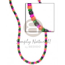 Coconut Beads Green Black Melon Pink 18 inches Necklace - Surfer BFJ1674NK