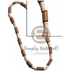 Coconut Beads Wood Beads Natural 18 inches Necklace - Surfer BFJ2257NK