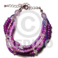 Coconut Pokalet Acrylic Crystals Glass Beads Wood Beads Multi Row Lavender Coconut Bracelets BFJ529B